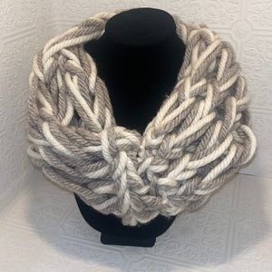 Super Warm Chunky yarn scarf ivory & taupe